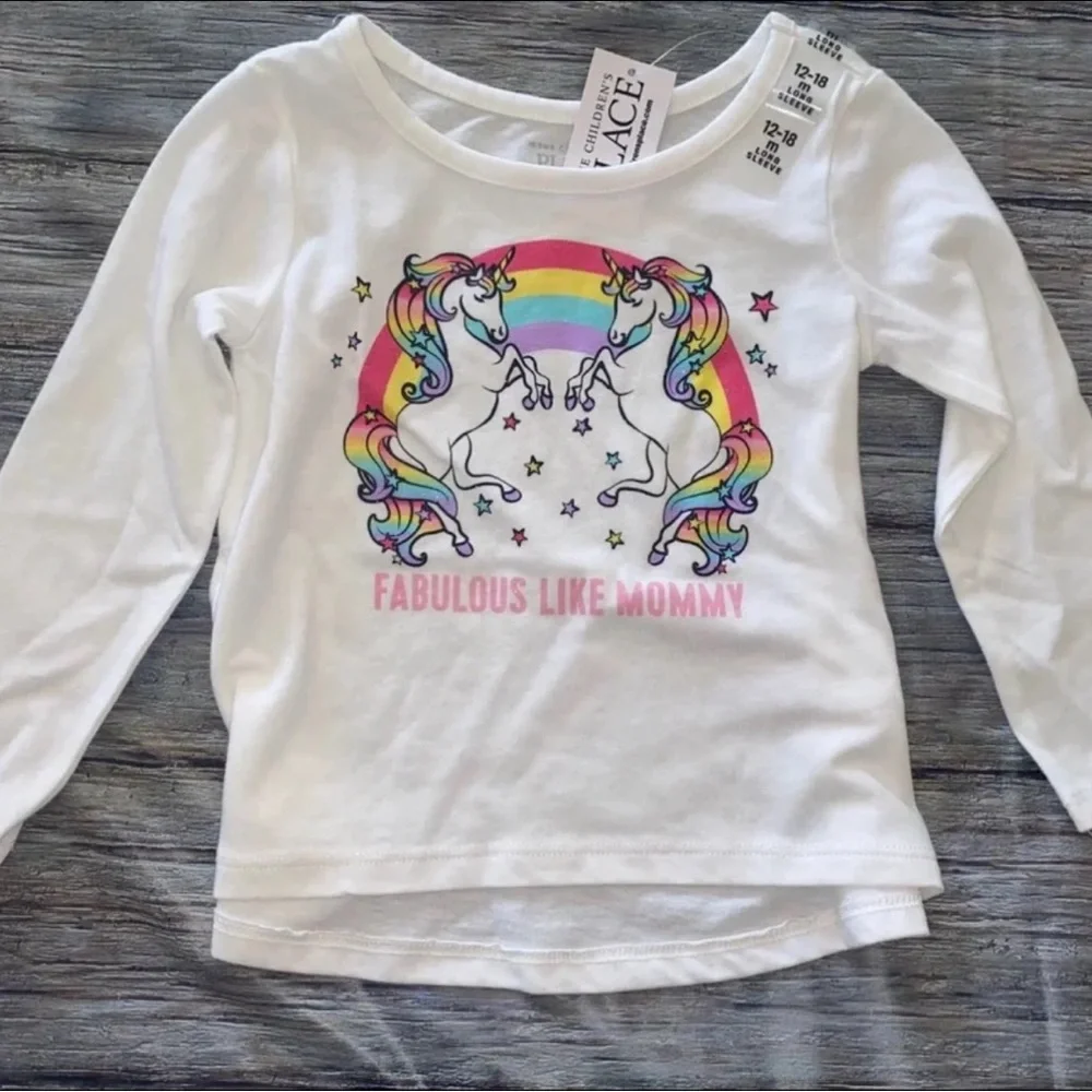 💞 New Baby & Toddler Girl Size 12-18 Month “Fabulous Like Mommy” Unicorn Shirt